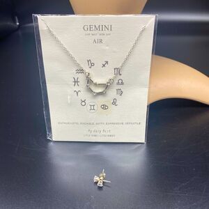 Gemini necklace IOP paired with 925 CZ post back 1/8” earrings